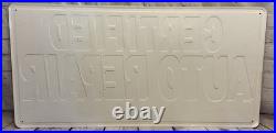 Vintage Certified Auto Repair Sign Embossed Tin Metal 36 Mechanic Shop Gas Oil