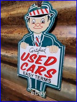 Vintage Certified Used Cars Porcelain Sign Automobile Sales Service Dealership