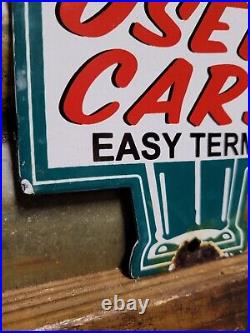 Vintage Certified Used Cars Porcelain Sign Automobile Sales Service Dealership