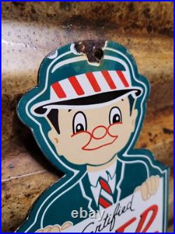 Vintage Certified Used Cars Porcelain Sign Car Truck Sales Service Certified Man