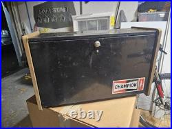 Vintage Champion Spark Plug Metal Cabinet Box Sign Auto Gas Garage Mechanic