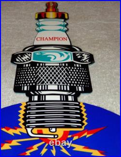 Vintage Champion Spark Plug Service 12 Enamel Metal Car Plugs Gasoline Oil Sign