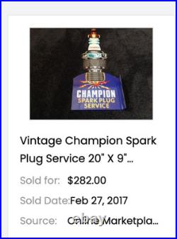 Vintage Champion Spark Plug Service 12 Enamel Metal Car Plugs Gasoline Oil Sign