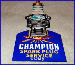 Vintage Champion Spark Plug Service 12 Enamel Metal Car Plugs Gasoline Oil Sign