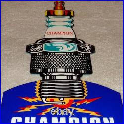 Vintage Champion Spark Plug Service 12 Enamel Metal Car Plugs Gasoline Oil Sign