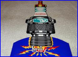 Vintage Champion Spark Plug Service 12 Enamel Metal Car Plugs Gasoline Oil Sign