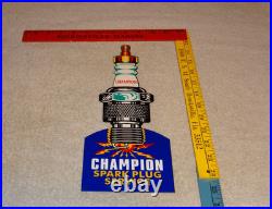 Vintage Champion Spark Plug Service 12 Enamel Metal Car Plugs Gasoline Oil Sign