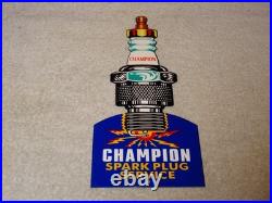 Vintage Champion Spark Plug Service 12 Enamel Metal Car Plugs Gasoline Oil Sign