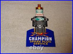 Vintage Champion Spark Plug Service 12 Enamel Metal Car Plugs Gasoline Oil Sign