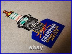 Vintage Champion Spark Plug Service 12 Enamel Metal Car Plugs Gasoline Oil Sign