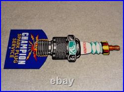 Vintage Champion Spark Plug Service 12 Enamel Metal Car Plugs Gasoline Oil Sign