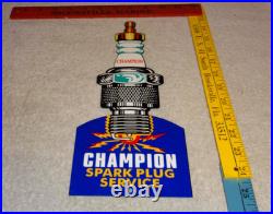 Vintage Champion Spark Plug Service 12 Enamel Metal Car Plugs Gasoline Oil Sign