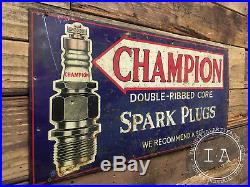 Vintage Champion Spark Plugs Automobile Metal Advertising Sign