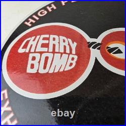 Vintage Cherry Bomb Sign Auto Mechanic Exhaust Gas Pump Hot Rod Porcelain Sign