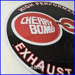 Vintage Cherry Bomb Sign Auto Mechanic Exhaust Gas Pump Hot Rod Porcelain Sign