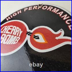 Vintage Cherry Bomb Sign Auto Mechanic Exhaust Gas Pump Hot Rod Porcelain Sign
