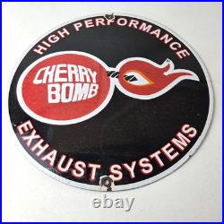 Vintage Cherry Bomb Sign Auto Mechanic Exhaust Gas Pump Hot Rod Porcelain Sign