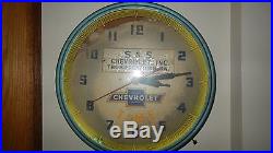 Vintage Chevrolet Advertising neon clock Sign, 50s, Thompsontown, Pa