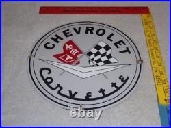 Vintage Chevrolet Corvette Sports Car Porcelain Metal Gasoline & Oil, Chevy Sign Vintage Chevrolet Corvette Sports Car Porcelain Metal Gasoline & Oil, Chevy Sign