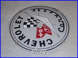 Vintage Chevrolet Corvette Sports Car Porcelain Metal Gasoline & Oil, Chevy Sign