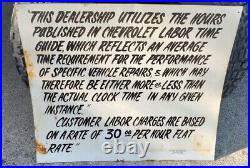 Vintage Chevrolet Dealer Labor Rate Sign