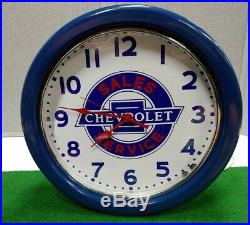Vintage Chevrolet Dealer Sales Service Advertising Lighted Neon Clock RARE
