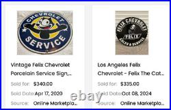 Vintage Chevrolet Felix The Cat In Sports Car 12 Metal Chevy Gasoline Oil Sign