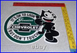 Vintage Chevrolet Felix The Cat Look Dont Touch 12 Car Truck Metal Gas Oil Sign