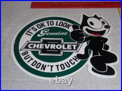 Vintage Chevrolet Felix The Cat Look Dont Touch 12 Car Truck Metal Gas Oil Sign