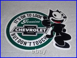 Vintage Chevrolet Felix The Cat Look Dont Touch 12 Car Truck Metal Gas Oil Sign