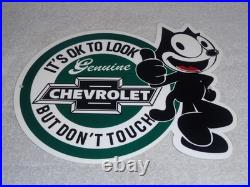 Vintage Chevrolet Felix The Cat Look Dont Touch 12 Car Truck Metal Gas Oil Sign
