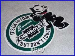 Vintage Chevrolet Felix The Cat Look Dont Touch 12 Car Truck Metal Gas Oil Sign