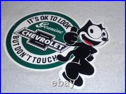Vintage Chevrolet Felix The Cat Look Dont Touch 12 Car Truck Metal Gas Oil Sign