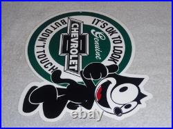 Vintage Chevrolet Felix The Cat Look Dont Touch 12 Car Truck Metal Gas Oil Sign