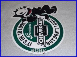 Vintage Chevrolet Felix The Cat Look Dont Touch 12 Car Truck Metal Gas Oil Sign