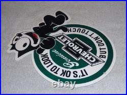 Vintage Chevrolet Felix The Cat Look Dont Touch 12 Car Truck Metal Gas Oil Sign