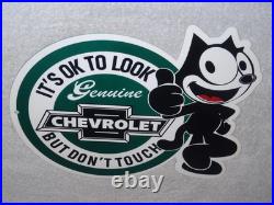 Vintage Chevrolet Felix The Cat Look Dont Touch 12 Car Truck Metal Gas Oil Sign