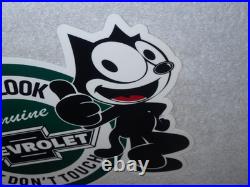 Vintage Chevrolet Felix The Cat Look Dont Touch 12 Car Truck Metal Gas Oil Sign
