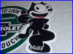Vintage Chevrolet Felix The Cat Look Dont Touch 12 Car Truck Metal Gas Oil Sign