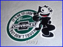 Vintage Chevrolet Felix The Cat Look Dont Touch 12 Car Truck Metal Gas Oil Sign