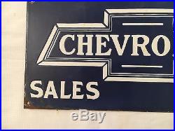 Vintage Chevrolet Motors Sales Service 1940's Porcelain Enamel Sign