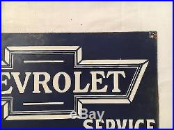 Vintage Chevrolet Motors Sales Service 1940's Porcelain Enamel Sign