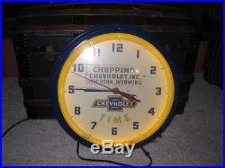 Vintage Chevrolet Neon Dealership Clock Truck Riverton, Wyoming Bowtie 1940 1946
