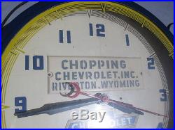 Vintage Chevrolet Neon Dealership Clock Truck Riverton, Wyoming Bowtie 1940 1946