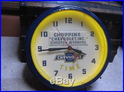 Vintage Chevrolet Neon Dealership Clock Truck Riverton, Wyoming Bowtie Logo
