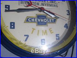 Vintage Chevrolet Neon Dealership Clock Truck Riverton, Wyoming Bowtie Logo
