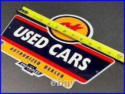 Vintage Chevrolet Ok Used Cars Advertising Metal 12 Car Dealer Gas & Oil Sign