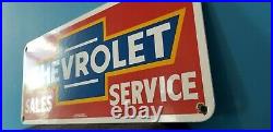 Vintage Chevrolet Porcelain Bow-tie Gas Auto Trucks Service Sales Dealer Sign