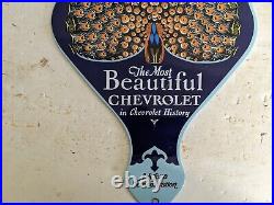 Vintage Chevrolet Porcelain Enamel Metal Die-cut Sign Chevy General Motors