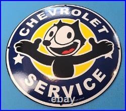 Vintage Chevrolet Porcelain Felix Button Gas Auto Chevy Trucks Pump Convex Sign
